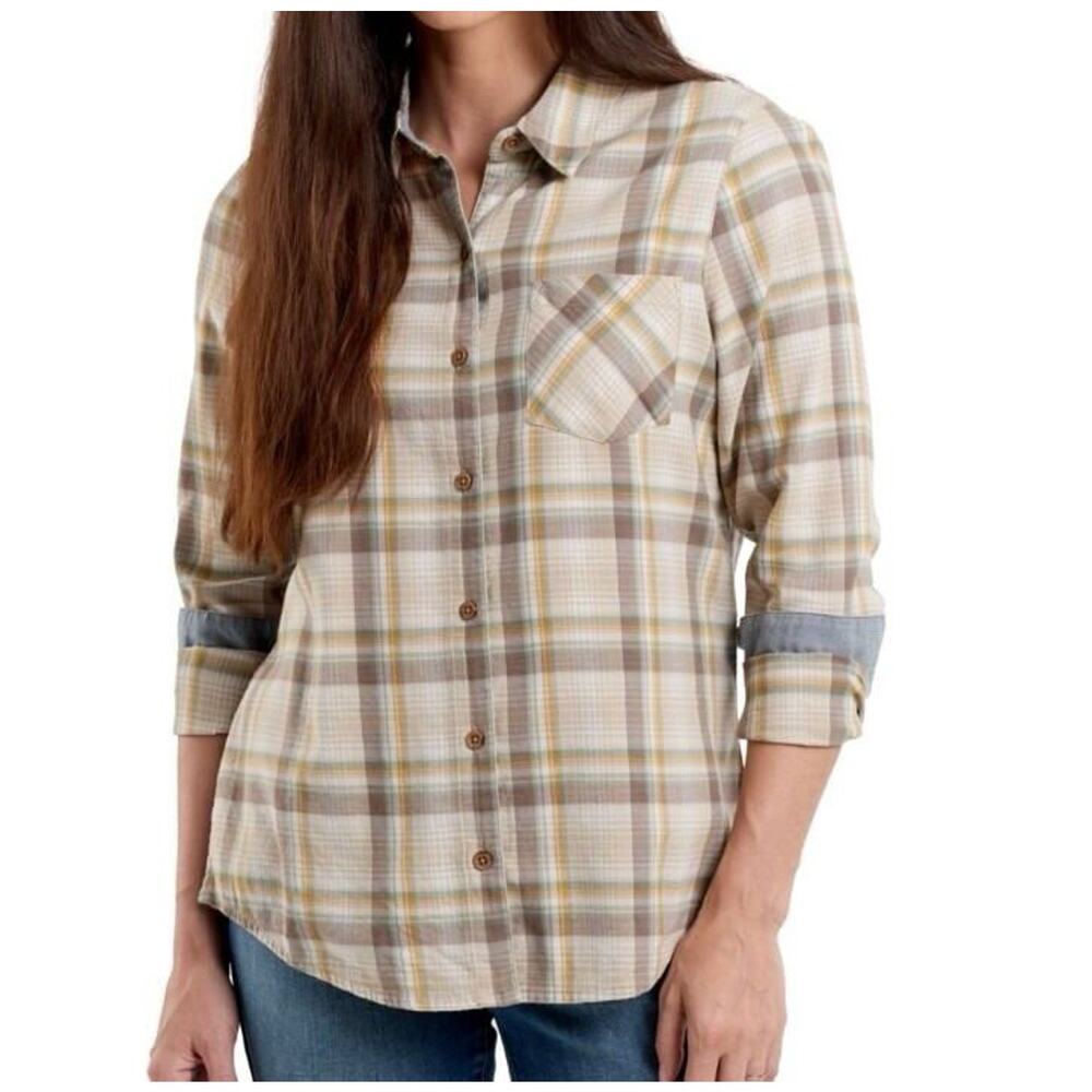 Kuhl Shirt Women's Size Large Trailside Long Sleeve Light Khaki